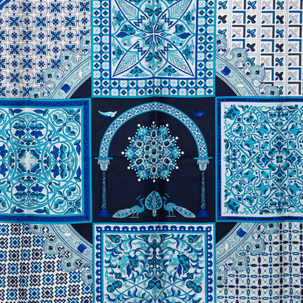 HERMES Blue Silk Scarf - Picture 3 of 9